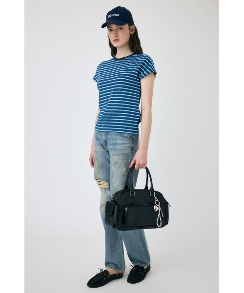 MOUSSY（マウジー）の「ROLL SLEEVE MULTI STRIPE Tシャツ（Tシャツ/カットソー・レディース・ブルー/マジェンタ・FREE）」の15枚目の写真