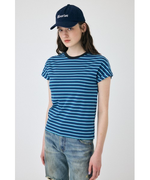 MOUSSY（マウジー）の「ROLL SLEEVE MULTI STRIPE Tシャツ（Tシャツ/カットソー・レディース・ブルー/マジェンタ・FREE）」の18枚目の写真