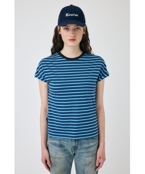 MOUSSY（マウジー）の「ROLL SLEEVE MULTI STRIPE Tシャツ（Tシャツ/カットソー・レディース・ブルー/マジェンタ・FREE）」の19枚目の写真