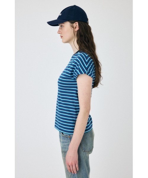 MOUSSY（マウジー）の「ROLL SLEEVE MULTI STRIPE Tシャツ（Tシャツ/カットソー・レディース・ブルー/マジェンタ・FREE）」の20枚目の写真