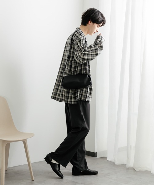 SENSE OF PLACE by URBAN RESEARCH（センスオブプレイスバイアーバンリサーチ）の「『ユニセックス』シアーチェックオープンカラーロングスリーブシャツ（シャツ/ブラウス・メンズ・ベージュ/ブラック/ブルー・MEDIUM/LARGE）」の17枚目の写真