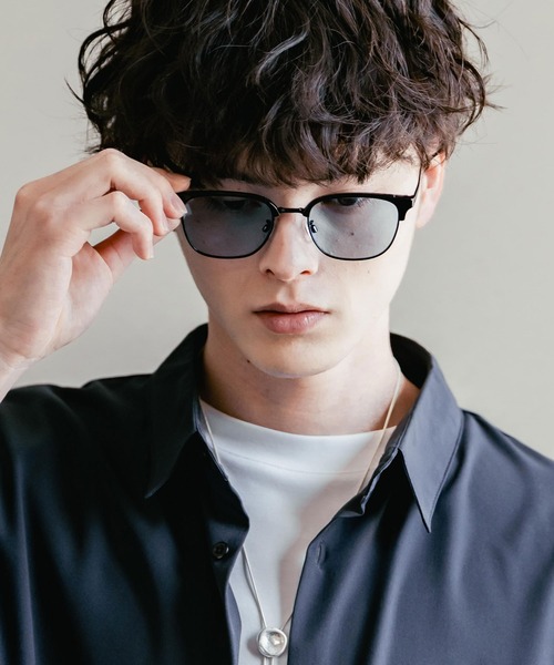 サーモントブローウェリントン型カラーレンズメタルフレームUVカット