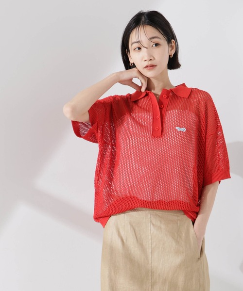 PENNEYS(ぺニーズ)の「PENNEYS別注TheFOXメッシュポロニット(ニット/セーター・レディース・ブラック/ライトグレー/ライトベージュ/レッド・FREE)」の1枚目の写真