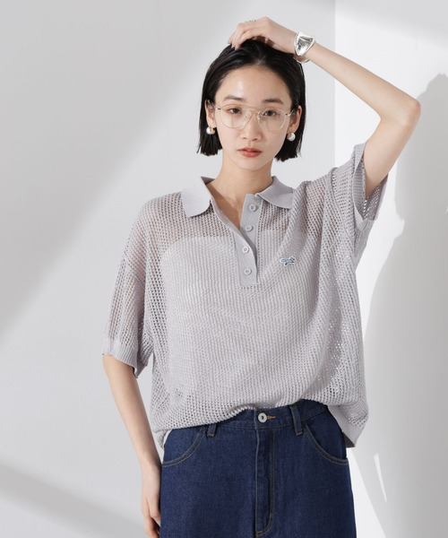 PENNEYS(ぺニーズ)の「PENNEYS別注TheFOXメッシュポロニット(ニット/セーター・レディース・ブラック/ライトグレー/ライトベージュ/レッド・FREE)」の3枚目の写真