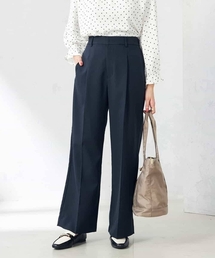 a.v.v | 【洗える/ストレッチ/UVカット】麻調ワイドストレートパンツ(スラックス)