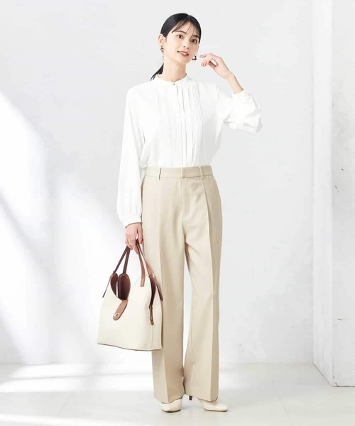 a.v.v(アーヴェヴェ)の「【洗える/ストレッチ/UVカット】麻調ワイドストレートパンツ(スラックス・レディース・グレー/ベージュ/ネイビー・34/36/38/40/42)」の17枚目の写真