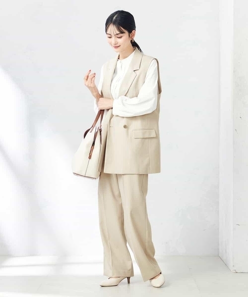 a.v.v(アーヴェヴェ)の「【洗える/ストレッチ/UVカット】麻調ワイドストレートパンツ(スラックス・レディース・グレー/ベージュ/ネイビー・34/36/38/40/42)」の14枚目の写真