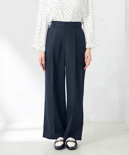 a.v.v(アーヴェヴェ)の「【洗える/ストレッチ/UVカット】麻調ワイドストレートパンツ(スラックス・レディース・グレー/ベージュ/ネイビー・34/36/38/40/42)」の4枚目の写真