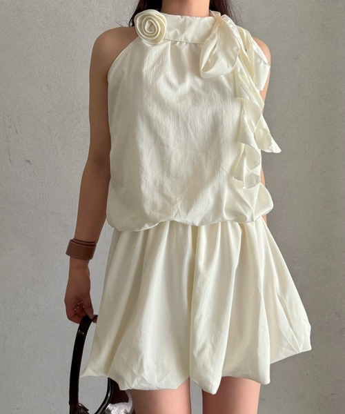 efill（エフィル）の「ロゼット フリル セットアップ ワンピース（ワンピース・レディース・アイボリー・FREE）」の4枚目の写真