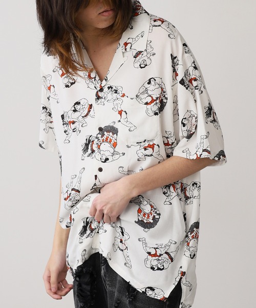 Jungle Storm（ジャングルストーム）の「JUNGLE STORM/ジャングルストーム H/S,和柄レーヨンシャツ シャツ（シャツ/ブラウス・メンズ・ブラック系1/ホワイト系2/ホワイト系1/ブラック系2・L/M）」の2枚目の写真