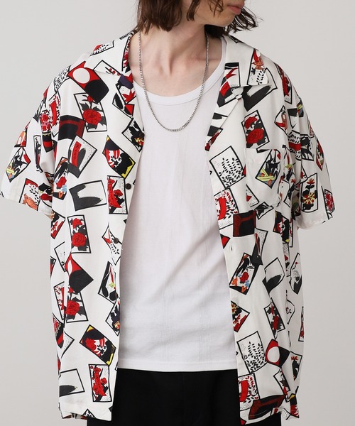 Jungle Storm（ジャングルストーム）の「JUNGLE STORM/ジャングルストーム H/S,和柄レーヨンシャツ シャツ（シャツ/ブラウス・メンズ・ブラック系1/ホワイト系2/ホワイト系1/ブラック系2・L/M）」の3枚目の写真