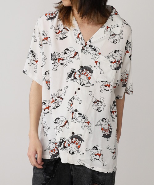 Jungle Storm（ジャングルストーム）の「JUNGLE STORM/ジャングルストーム H/S,和柄レーヨンシャツ シャツ（シャツ/ブラウス・メンズ・ブラック系1/ホワイト系2/ホワイト系1/ブラック系2・L/M）」の7枚目の写真