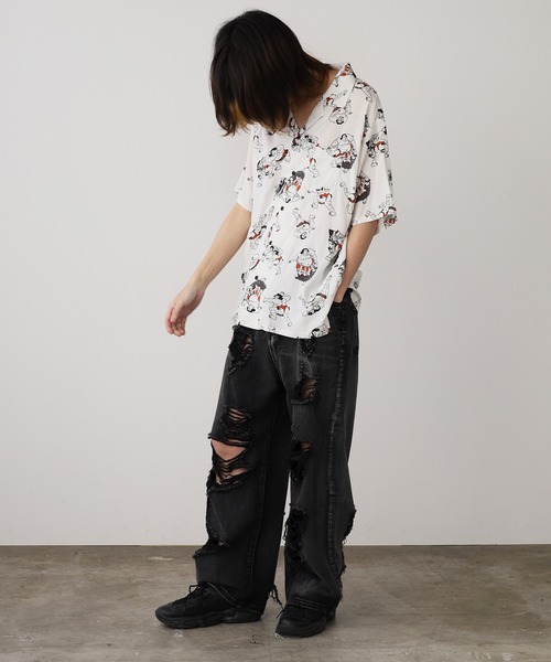 Jungle Storm（ジャングルストーム）の「JUNGLE STORM/ジャングルストーム H/S,和柄レーヨンシャツ シャツ（シャツ/ブラウス・メンズ・ブラック系1/ホワイト系2/ホワイト系1/ブラック系2・L/M）」の9枚目の写真