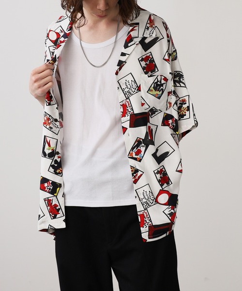 Jungle Storm（ジャングルストーム）の「JUNGLE STORM/ジャングルストーム H/S,和柄レーヨンシャツ シャツ（シャツ/ブラウス・メンズ・ブラック系1/ホワイト系2/ホワイト系1/ブラック系2・L/M）」の11枚目の写真