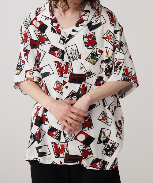 Jungle Storm（ジャングルストーム）の「JUNGLE STORM/ジャングルストーム H/S,和柄レーヨンシャツ シャツ（シャツ/ブラウス・メンズ・ブラック系1/ホワイト系2/ホワイト系1/ブラック系2・L/M）」の12枚目の写真