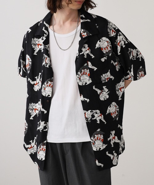 Jungle Storm（ジャングルストーム）の「JUNGLE STORM/ジャングルストーム H/S,和柄レーヨンシャツ シャツ（シャツ/ブラウス・メンズ・ブラック系1/ホワイト系2/ホワイト系1/ブラック系2・L/M）」の16枚目の写真