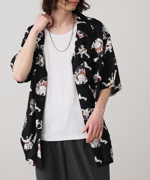 Jungle Storm（ジャングルストーム）の「JUNGLE STORM/ジャングルストーム H/S,和柄レーヨンシャツ シャツ（シャツ/ブラウス・メンズ・ブラック系1/ホワイト系2/ホワイト系1/ブラック系2・L/M）」の17枚目の写真