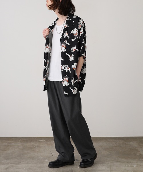 Jungle Storm（ジャングルストーム）の「JUNGLE STORM/ジャングルストーム H/S,和柄レーヨンシャツ シャツ（シャツ/ブラウス・メンズ・ブラック系1/ホワイト系2/ホワイト系1/ブラック系2・L/M）」の19枚目の写真