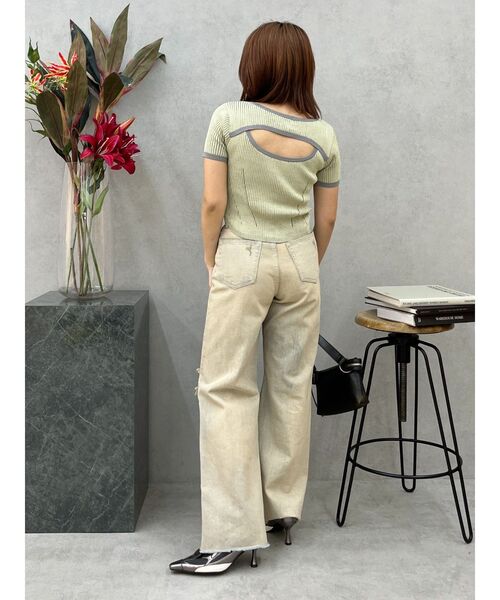 EVRIS（エヴリス）の「ダメージワイドヴィンテージライクデニムパンツ（デニムパンツ・レディース・ベージュ/ブラック・MEDIUM/SMALL）」の22枚目の写真