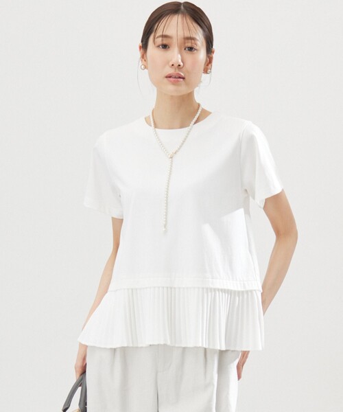 組曲 L(クミキョク オオキイサイズ)の「クールプレーティング天竺プリーツ カットソー(Tシャツ/カットソー・レディース・ブラック系/アイボリー系/グレー系・5/6)」の4枚目の写真