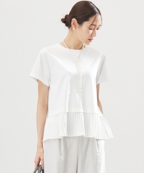 組曲 L(クミキョク オオキイサイズ)の「クールプレーティング天竺プリーツ カットソー(Tシャツ/カットソー・レディース・ブラック系/アイボリー系/グレー系・5/6)」の5枚目の写真