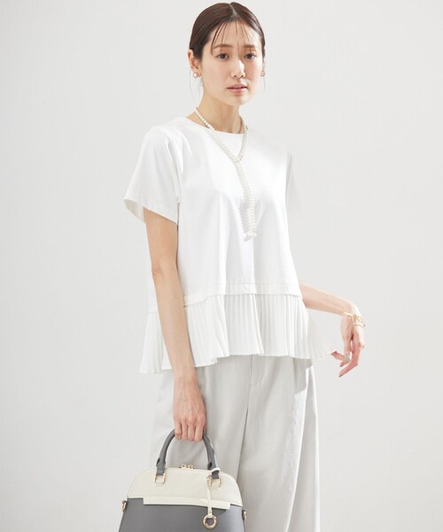 組曲 L(クミキョク オオキイサイズ)の「クールプレーティング天竺プリーツ カットソー(Tシャツ/カットソー・レディース・ブラック系/アイボリー系/グレー系・5/6)」の6枚目の写真