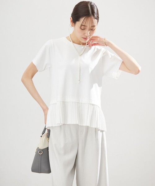 組曲 L(クミキョク オオキイサイズ)の「クールプレーティング天竺プリーツ カットソー(Tシャツ/カットソー・レディース・ブラック系/アイボリー系/グレー系・5/6)」の7枚目の写真