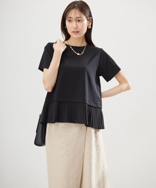 組曲 L(クミキョク オオキイサイズ)の「クールプレーティング天竺プリーツ カットソー(Tシャツ/カットソー・レディース・ブラック系/アイボリー系/グレー系・5/6)」の12枚目の写真