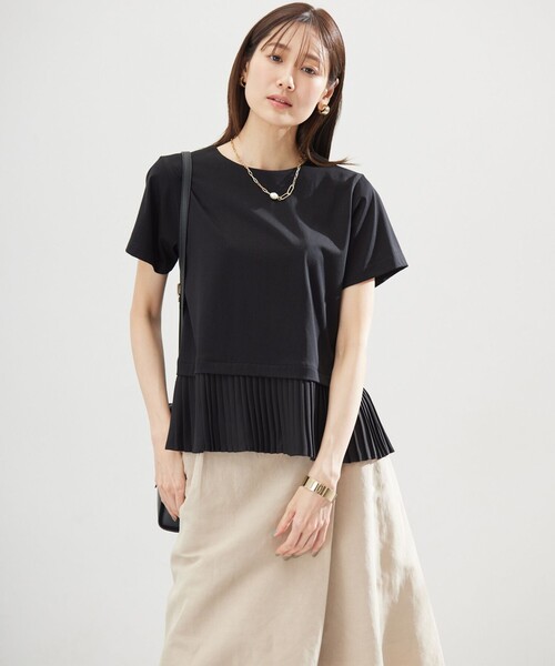 組曲 L(クミキョク オオキイサイズ)の「クールプレーティング天竺プリーツ カットソー(Tシャツ/カットソー・レディース・ブラック系/アイボリー系/グレー系・5/6)」の13枚目の写真