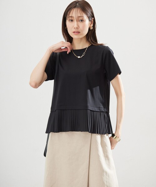 組曲 L(クミキョク オオキイサイズ)の「クールプレーティング天竺プリーツ カットソー(Tシャツ/カットソー・レディース・ブラック系/アイボリー系/グレー系・5/6)」の14枚目の写真