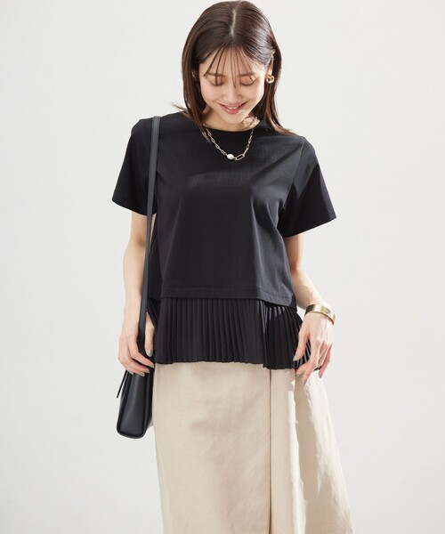 組曲 L(クミキョク オオキイサイズ)の「クールプレーティング天竺プリーツ カットソー(Tシャツ/カットソー・レディース・ブラック系/アイボリー系/グレー系・5/6)」の15枚目の写真