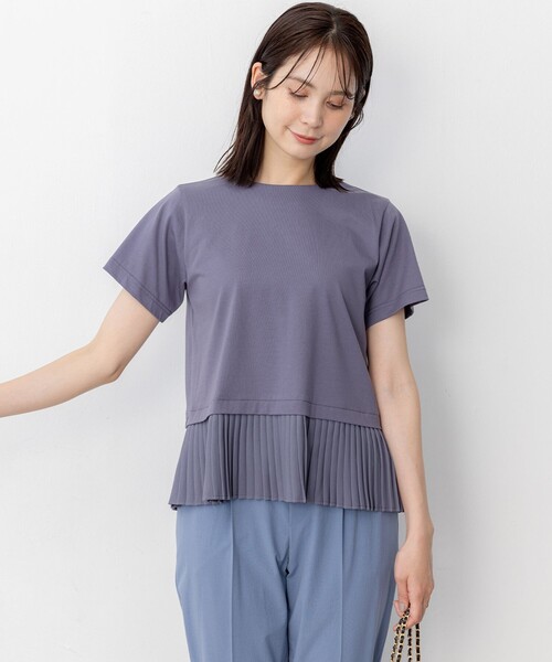 組曲 L(クミキョク オオキイサイズ)の「クールプレーティング天竺プリーツ カットソー(Tシャツ/カットソー・レディース・ブラック系/アイボリー系/グレー系・5/6)」の20枚目の写真