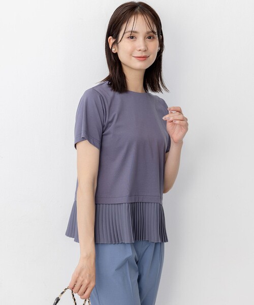組曲 L(クミキョク オオキイサイズ)の「クールプレーティング天竺プリーツ カットソー(Tシャツ/カットソー・レディース・ブラック系/アイボリー系/グレー系・5/6)」の21枚目の写真