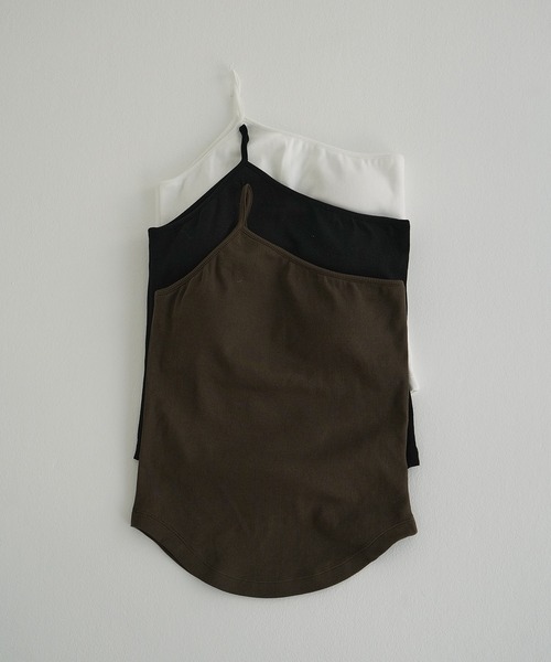 CLANE（クラネ）の「ONE SHOULDER RIB TANK  TOPS（タンクトップ・レディース・ホワイト/ブラック/ブラウン・1/2）」の3枚目の写真