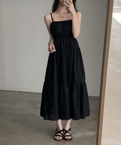LINEN RAFFLE APRON DRESS リネンラッフルエプロンドレス