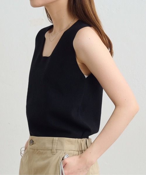 PUAL CE CIN（ピュアルセシン）の「【Du noir】ラウンドネックタンクトップ（タンクトップ・レディース・グレー/アイボリー/ブラック・FREE）」の11枚目の写真