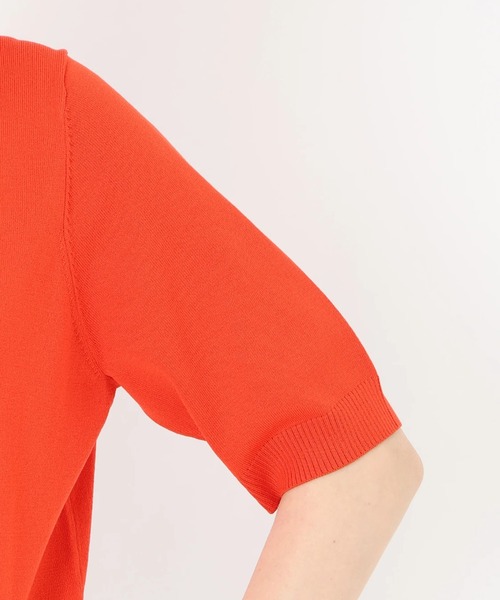 STRAWBERRY-FIELDS（ストロベリーフィールズ）の「マリンモチーフ半袖カーディガン（ニット/セーター・レディース・ネイビー/ホワイト×ネイビー/オレンジ・2）」の10枚目の写真