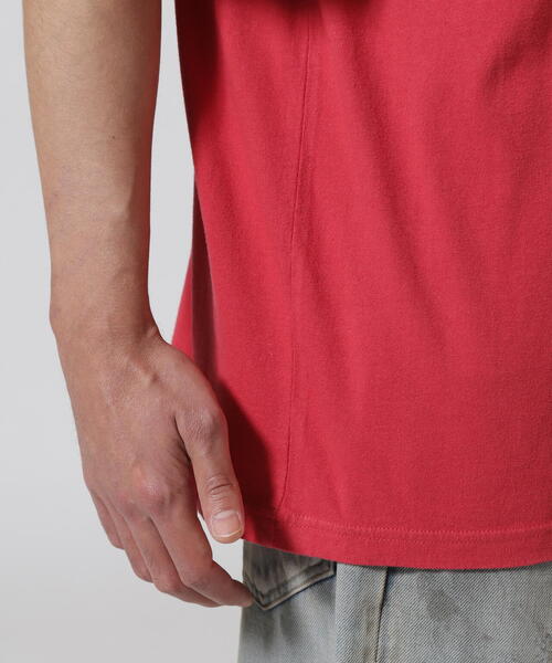 REMI RELIEF（レミレリーフ）の「REMI RELIEF(レミレリーフ) 別注20/-天竺BIGサイズTシャツ(BE CAT NAP)（Tシャツ/カットソー・メンズ・レッド/アイボリー・M/L/XL）」の7枚目の写真