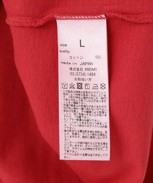 REMI RELIEF（レミレリーフ）の「REMI RELIEF(レミレリーフ) 別注20/-天竺BIGサイズTシャツ(BE CAT NAP)（Tシャツ/カットソー・メンズ・レッド/アイボリー・M/L/XL）」の11枚目の写真