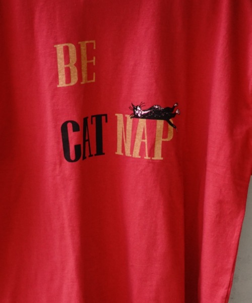 REMI RELIEF（レミレリーフ）の「REMI RELIEF(レミレリーフ) 別注20/-天竺BIGサイズTシャツ(BE CAT NAP)（Tシャツ/カットソー・メンズ・レッド/アイボリー・M/L/XL）」の18枚目の写真