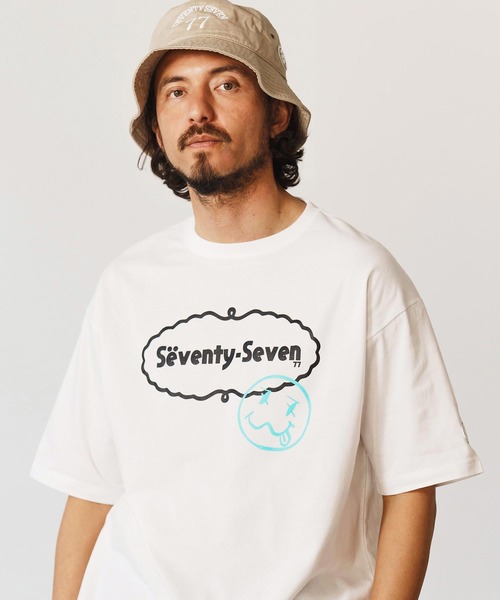 seventy seven(セブンティセブン)の「mt9668-middle onz over size S-S t-shirts(77delicious) Tシャツ(Tシャツ/カットソー・メンズ・サンドベージュ/ホワイト/ブラック・S/M/L/XL)」の2枚目の写真