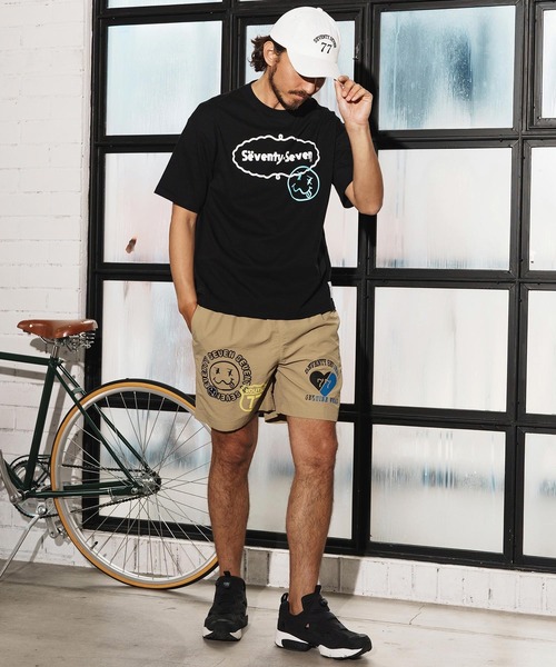 seventy seven(セブンティセブン)の「mt9668-middle onz over size S-S t-shirts(77delicious) Tシャツ(Tシャツ/カットソー・メンズ・サンドベージュ/ホワイト/ブラック・S/M/L/XL)」の8枚目の写真