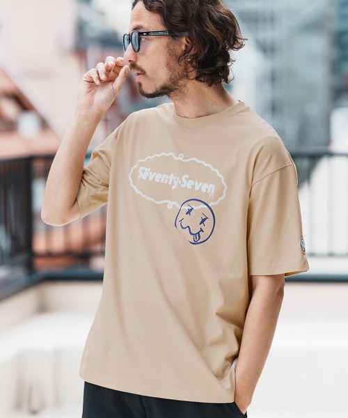 seventy seven(セブンティセブン)の「mt9668-middle onz over size S-S t-shirts(77delicious) Tシャツ(Tシャツ/カットソー・メンズ・サンドベージュ/ホワイト/ブラック・S/M/L/XL)」の9枚目の写真