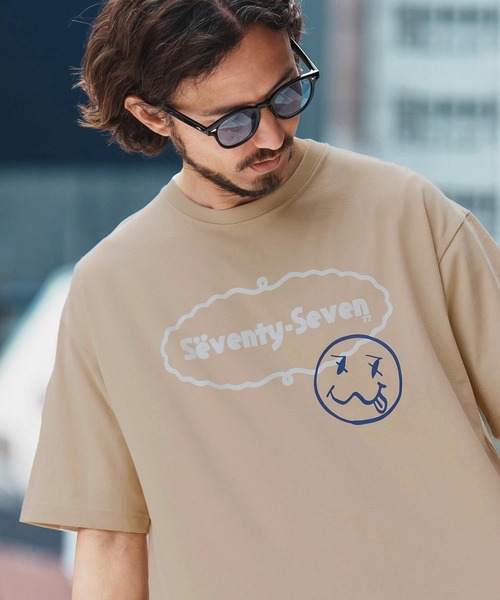 seventy seven(セブンティセブン)の「mt9668-middle onz over size S-S t-shirts(77delicious) Tシャツ(Tシャツ/カットソー・メンズ・サンドベージュ/ホワイト/ブラック・S/M/L/XL)」の10枚目の写真
