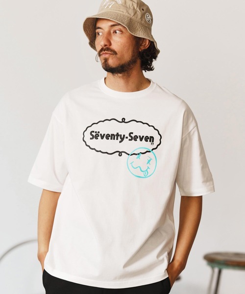 seventy seven(セブンティセブン)の「mt9668-middle onz over size S-S t-shirts(77delicious) Tシャツ(Tシャツ/カットソー・メンズ・サンドベージュ/ホワイト/ブラック・S/M/L/XL)」の14枚目の写真