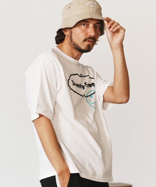 seventy seven(セブンティセブン)の「mt9668-middle onz over size S-S t-shirts(77delicious) Tシャツ(Tシャツ/カットソー・メンズ・サンドベージュ/ホワイト/ブラック・S/M/L/XL)」の15枚目の写真