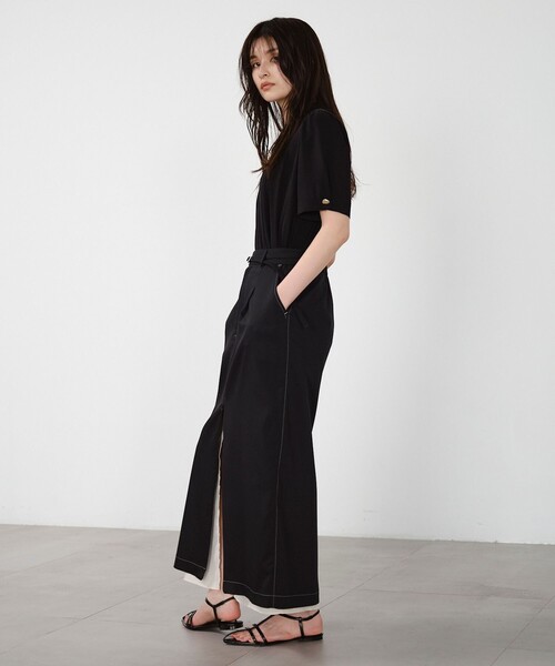 UNITED TOKYO フロントベルテットタフタスカート ブラック UNITED TOKYO（ユナイテッドトウキョウ）の「フロントベルテット