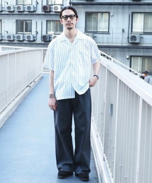 B:MING by BEAMS（ビーミングバイビームス）の「吸水速乾 ストライプ オープンカラー シャツ（シャツ/ブラウス・メンズ・サックスブルー/オフホワイト・S/M/L/XL）」の15枚目の写真