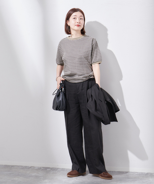 everyone ストライプ Tシャツ Mサイズ ストライプ柄VネックTシャツ(カットソー・Tシャツ) | MK MICHEL