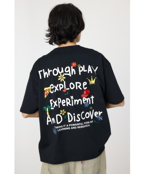 RODEO CROWNS WIDE BOWL(ロデオクラウンズワイドボウル)の「ドローイングTシャツ(Tシャツ/カットソー・メンズ・ホワイト/ブラック/パープル・MEDIUM/LARGE)」の7枚目の写真